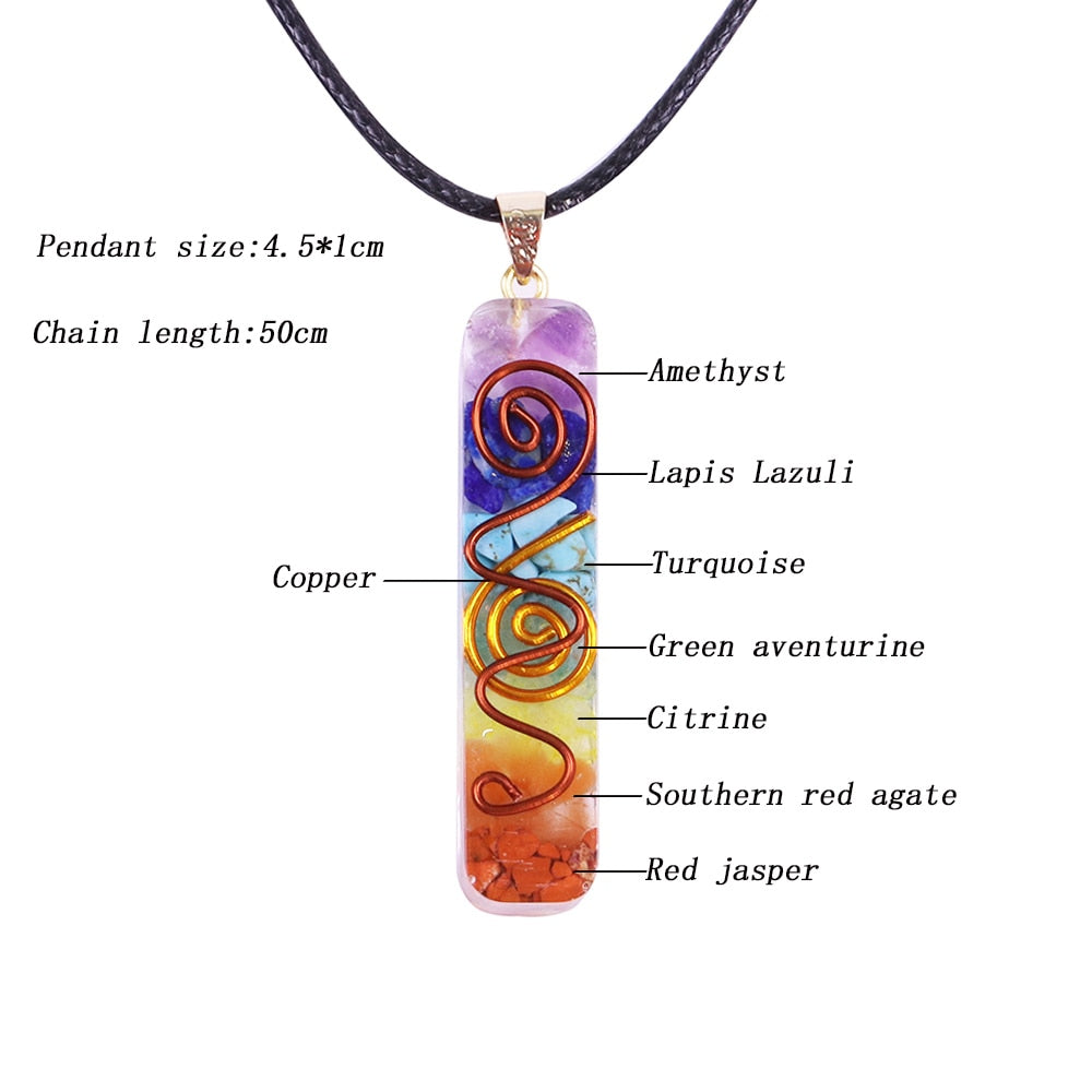 7 Chakra Energy Pendant Orgonite Necklace  Rainbow Crystal Pendant Yoga Meditation Necklace Resin Jewelry For Women Men