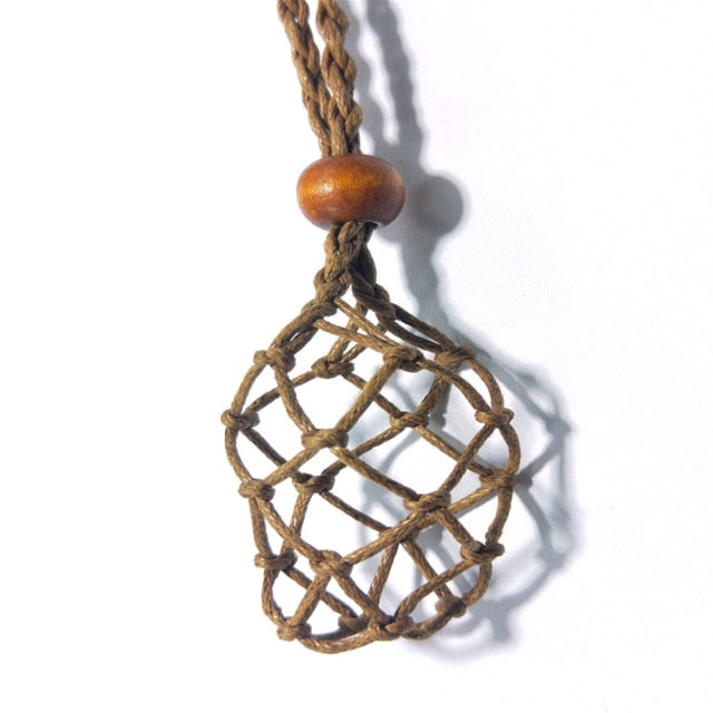 Crystal or Stone Net Bag Pendant