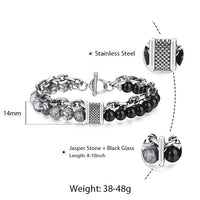 Thumbnail for Trendsmax Natural Map Stone Mens/Womens Beaded Bracelet Stainless Steel Bracelets