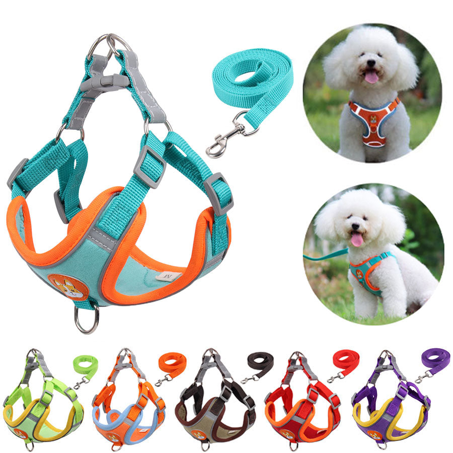 Pet Dog harness and leash set Reflective light Adjustable Puppy harness No Pull Outdoors Travel harness Dog Cute Pet Accessories