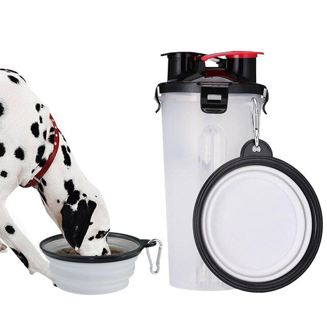 2-in-1 Dog water bottle and dog food storage container