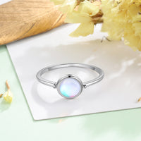 Thumbnail for 925 Sterling Silver Round Moonstone Ring Minimalist Thin Women Engagement Ring Wedding Band Silver 925 Jewelry (Lam Hub Fong)