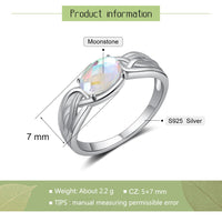 Thumbnail for JewelOra 925 Sterling Silver Oval Rainbow Moonstone Rings for Women Silver 925 Braided Wide Ring Jewelry GIfts for Girlfriend