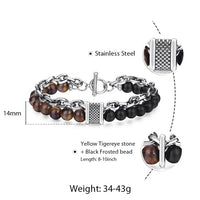 Thumbnail for Trendsmax Natural Map Stone Mens/Womens Beaded Bracelet Stainless Steel Bracelets