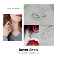 Thumbnail for 925 Sterling Silver Round Moonstone Ring Minimalist Thin Women Engagement Ring Wedding Band Silver 925 Jewelry (Lam Hub Fong)