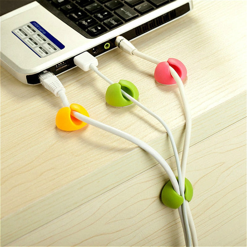 5Pcs Tiny Desk Set Wire Clip Organizer Bobbin Winder Wrap Cord Cable Manager for Mouse USB Keyboard Lines Office Accessories