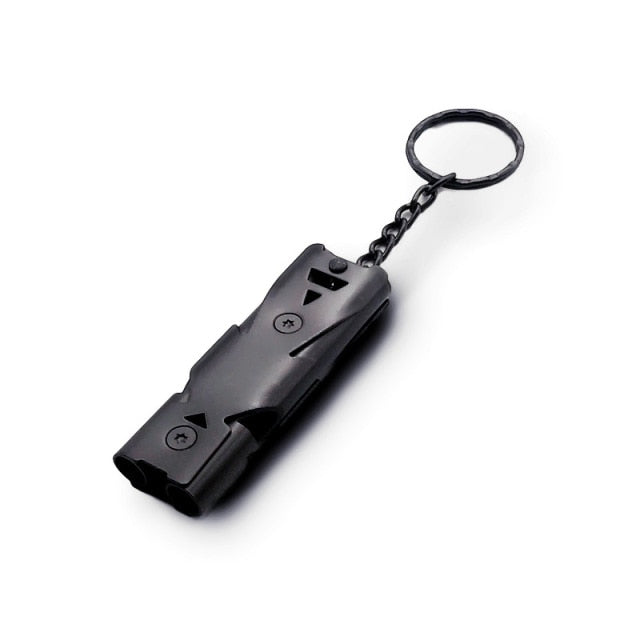 Stainless Steel Whistles Double Pipe High Decibel Emergency Survival Whistle Keychain Cheerleading Whistle for Camping