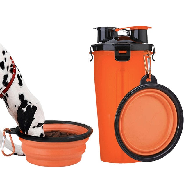 2-in-1 Dog water bottle and dog food storage container