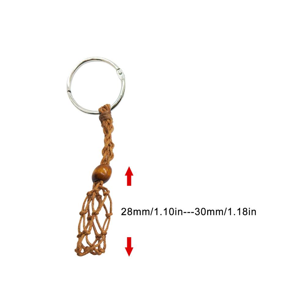 Crystal or Stone Netted Rope Keychain