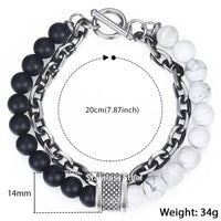 Thumbnail for Trendsmax Natural Map Stone Mens/Womens Beaded Bracelet Stainless Steel Bracelets