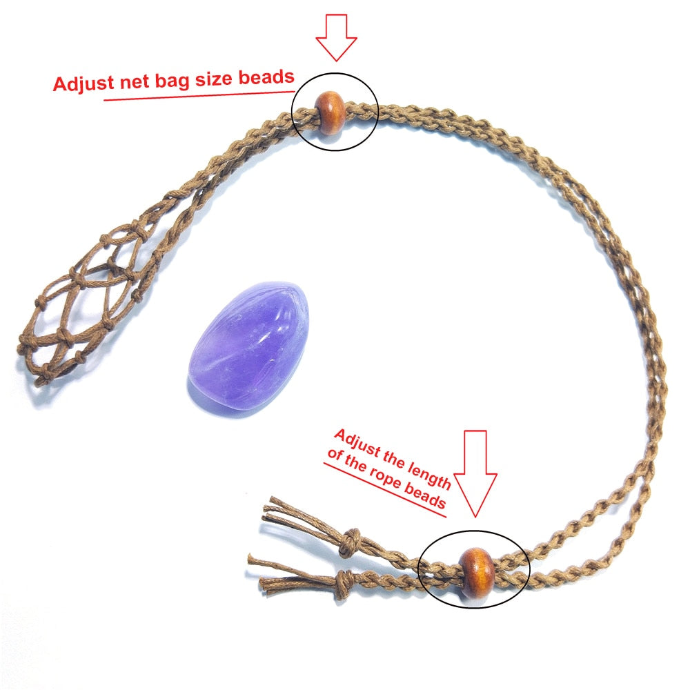 Crystal or Stone Net Bag Pendant