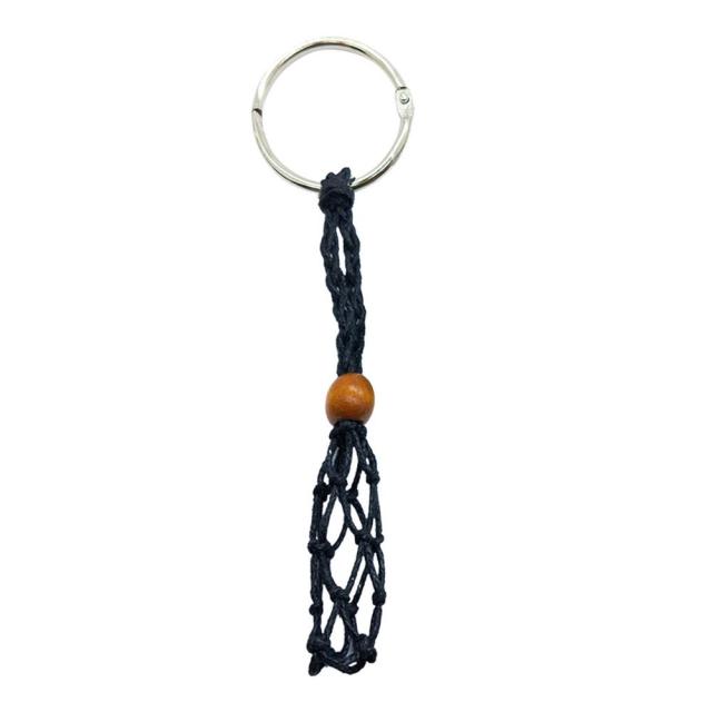 Crystal or Stone Netted Rope Keychain