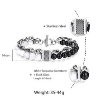 Thumbnail for Trendsmax Natural Map Stone Mens/Womens Beaded Bracelet Stainless Steel Bracelets