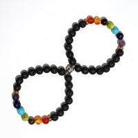 Thumbnail for Couple Magnetite 8mm Lava Rock 7 Chakra Aromatherapy Essential Oil Diffuser Bracelet Elastic Natural Stone Beads Bangle