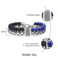 Thumbnail for Trendsmax Natural Map Stone Mens/Womens Beaded Bracelet Stainless Steel Bracelets