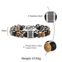 Thumbnail for Trendsmax Natural Map Stone Mens/Womens Beaded Bracelet Stainless Steel Bracelets