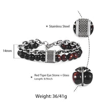 Thumbnail for Trendsmax Natural Map Stone Mens/Womens Beaded Bracelet Stainless Steel Bracelets