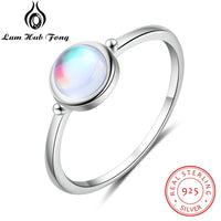 Thumbnail for 925 Sterling Silver Round Moonstone Ring Minimalist Thin Women Engagement Ring Wedding Band Silver 925 Jewelry (Lam Hub Fong)