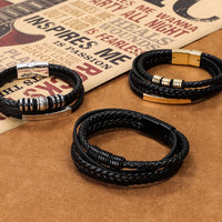 Thumbnail for Fashion Simple Natural Stones Beads Handmade Woven Leather Wrap Bracelet Men Metal Leaf Cross Skull Bracelets Bangles Jewelry