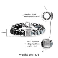 Thumbnail for Trendsmax Natural Map Stone Mens/Womens Beaded Bracelet Stainless Steel Bracelets