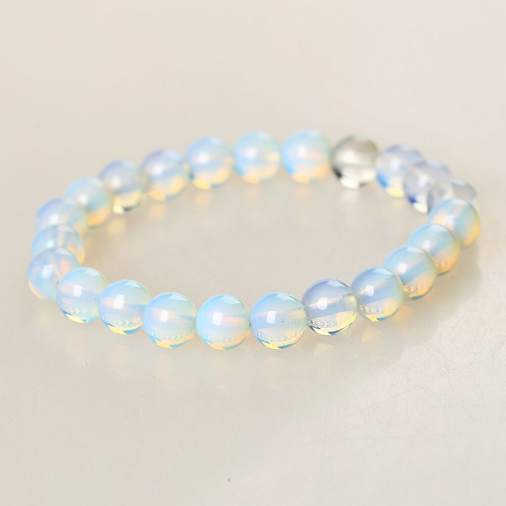 Fashion 8mm Round Crystal Moonstone Natural Stone Stretched Beaded Bracelet For Women Jewelry Gifts