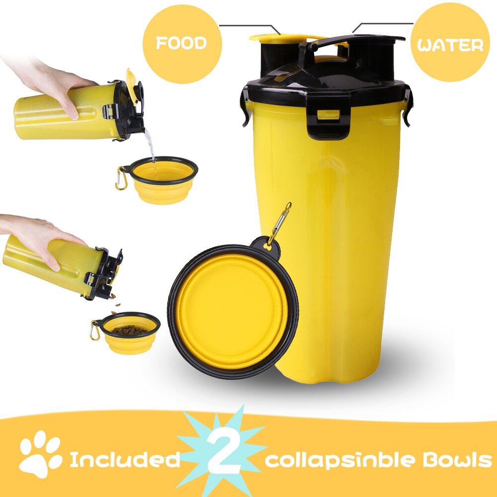 2-in-1 Dog water bottle and dog food storage container