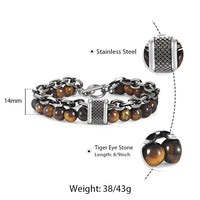 Thumbnail for Trendsmax Natural Map Stone Mens/Womens Beaded Bracelet Stainless Steel Bracelets