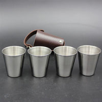 Thumbnail for 4 Pcs/Set 70ml with Key Chain Wine Cup Set/Stainless Steel Shot Glasses