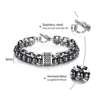 Thumbnail for Trendsmax Natural Map Stone Mens/Womens Beaded Bracelet Stainless Steel Bracelets