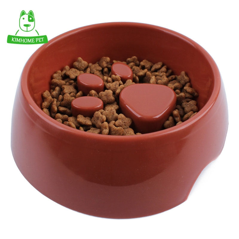 Plastic Paw Print Slow Feeder Bowl