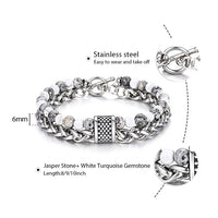 Thumbnail for Trendsmax Natural Map Stone Mens/Womens Beaded Bracelet Stainless Steel Bracelets