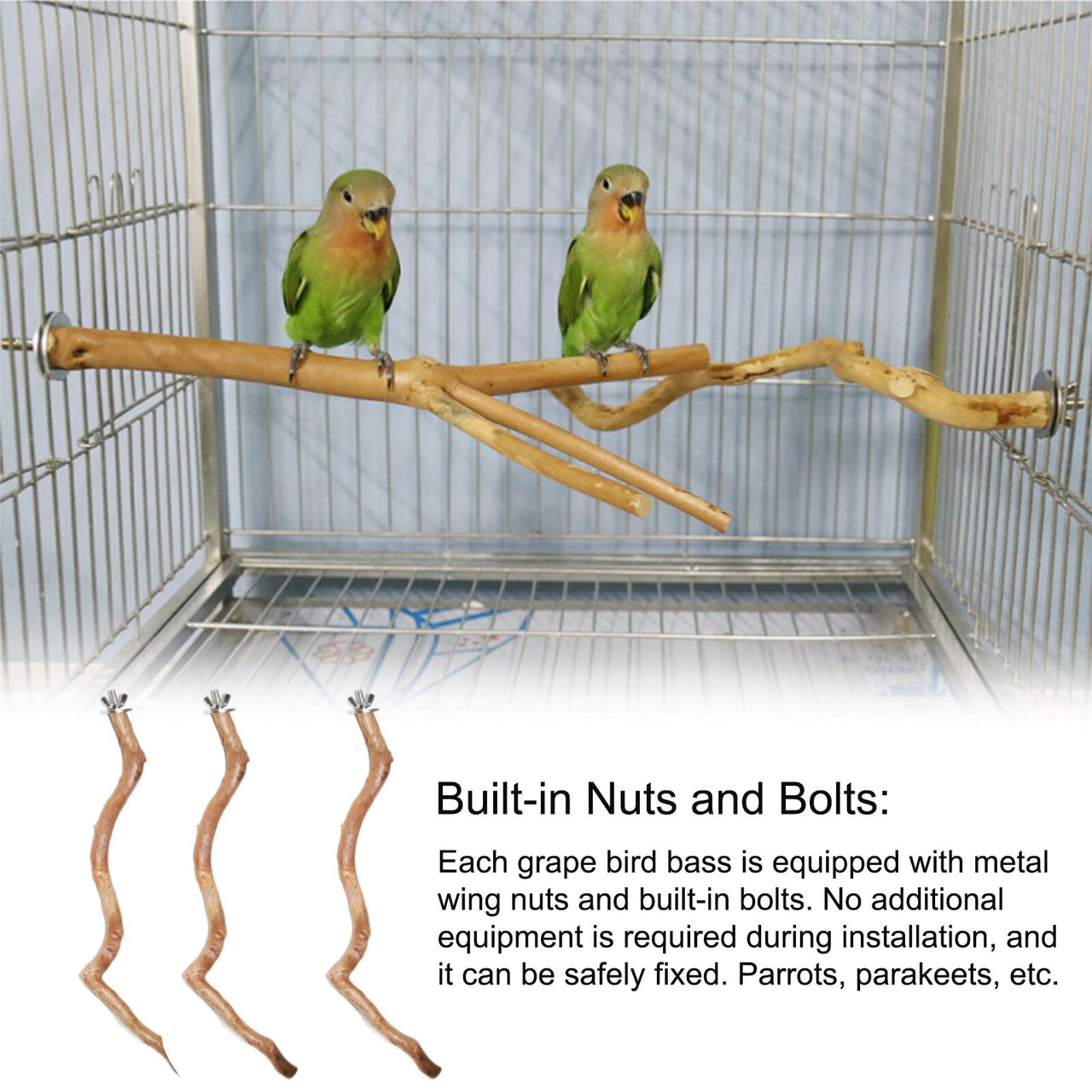 Pet Parrot Bird Standing Stick Wood Pole Parrot Toy Bird Cockatiel Parakeet Perches Bite Claw Grinding Toy Bird Cage Accessorie