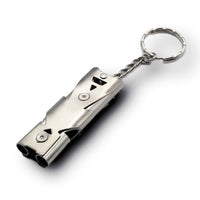 Thumbnail for Stainless Steel Whistles Double Pipe High Decibel Emergency Survival Whistle Keychain Cheerleading Whistle for Camping