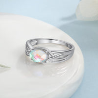 Thumbnail for JewelOra 925 Sterling Silver Oval Rainbow Moonstone Rings for Women Silver 925 Braided Wide Ring Jewelry GIfts for Girlfriend