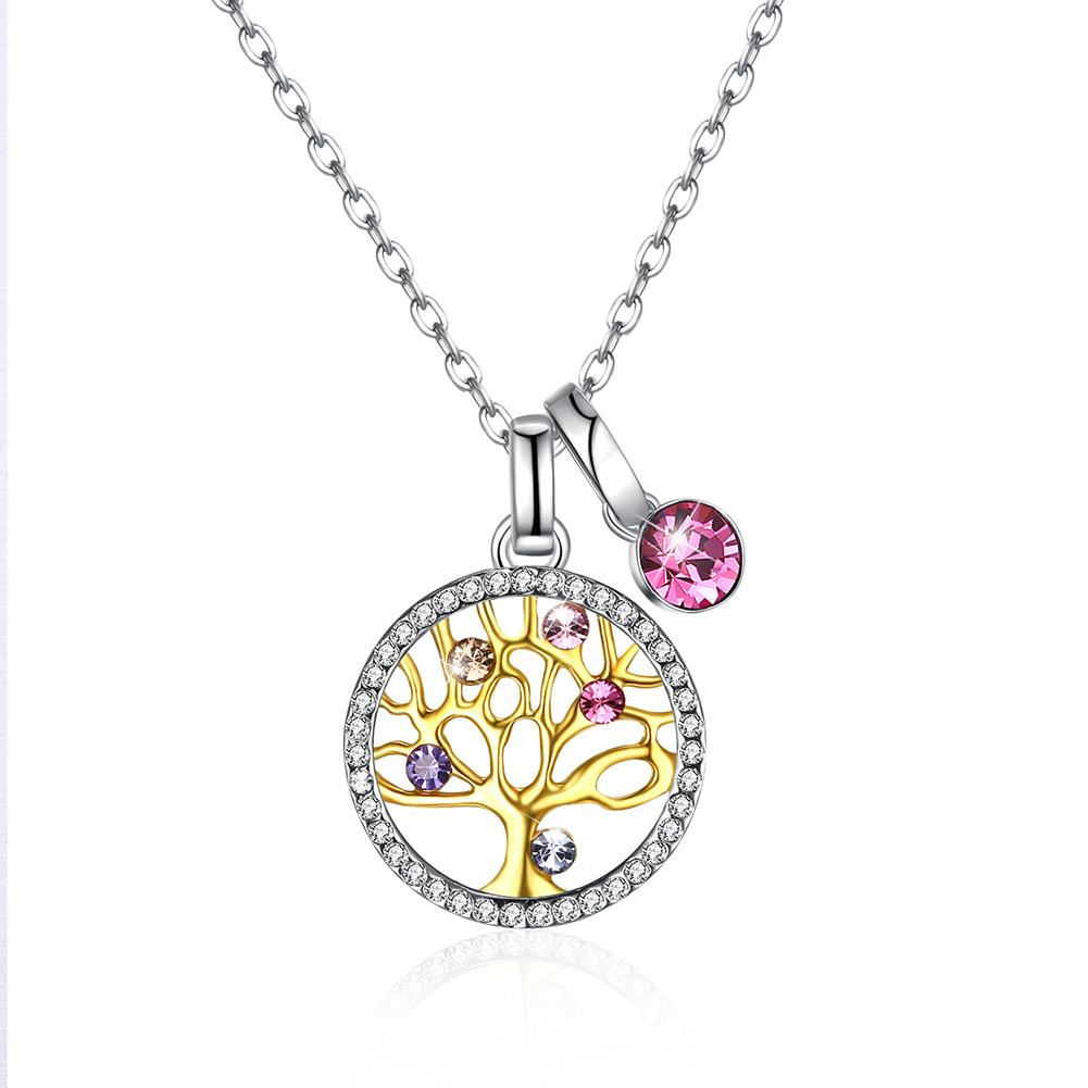 Tree of Life Sterling Silver Necklace with  Crystals